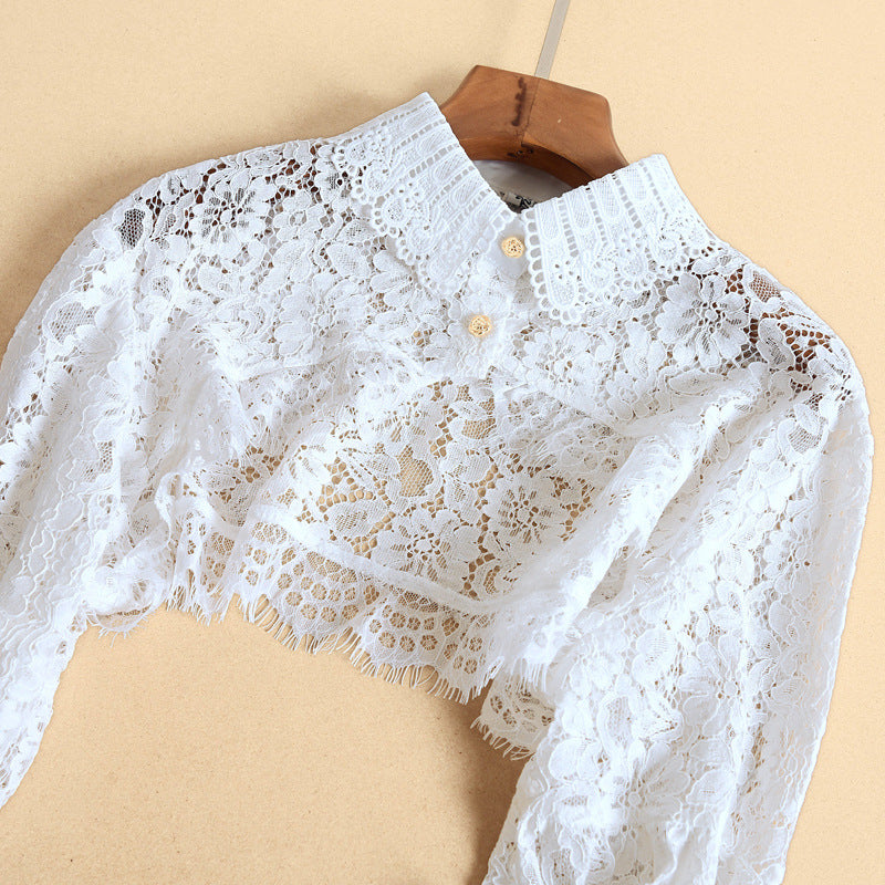 Women’s Lace Detachable Fake Collar – Hollow Out Shirt Collar for Sweaters & Tops