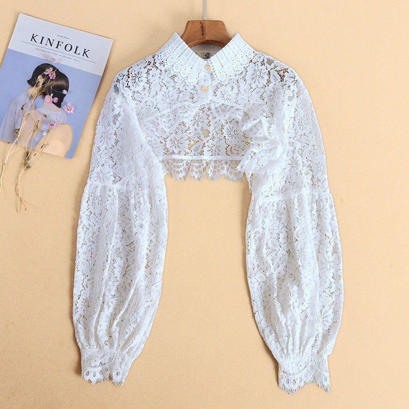 Women’s Lace Detachable Fake Collar – Hollow Out Shirt Collar for Sweaters & Tops