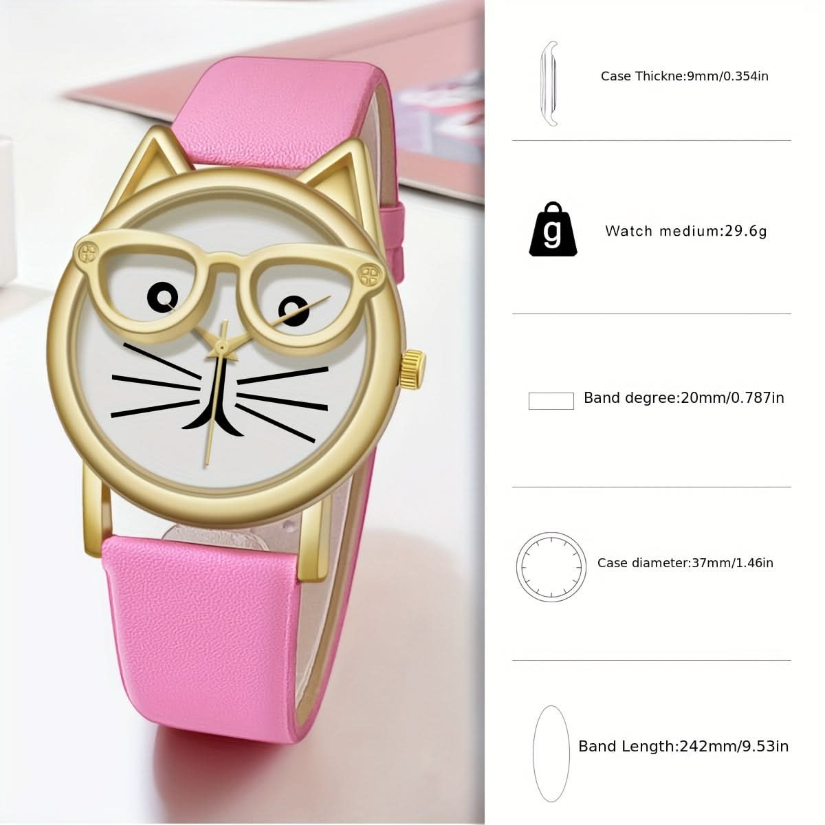 Cute Cat Minimalist Quartz Watch - Faux Leather Strap