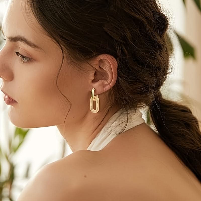 Chain Earrings with Luxurious Golden Plating