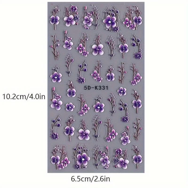 3-Piece 5D Embossed Nail Stickers Set
