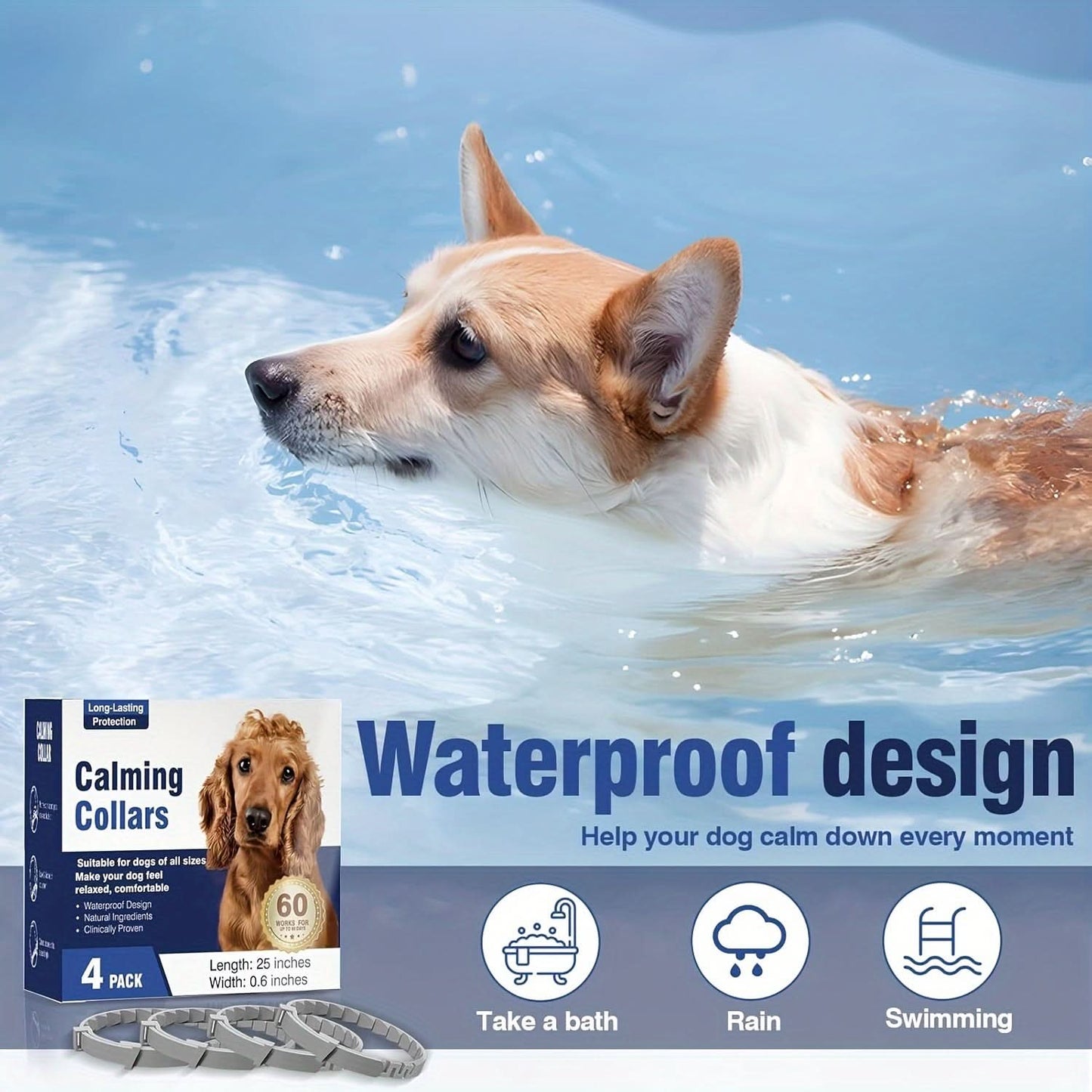 4-Pack Calming Dog Collars for Anxiety