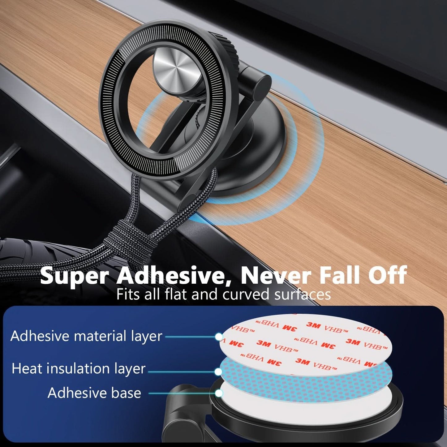 360° Rotating Car Phone Stand – Foldable Magnetic Dashboard Mount