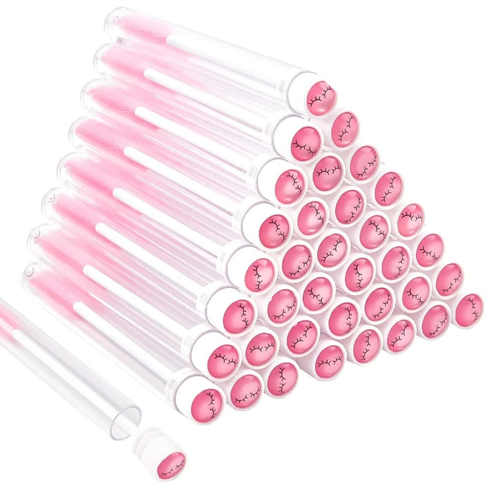 40pcs Disposable Mascara Brushes – Eyelash Brush Wand Spoolies with Tube