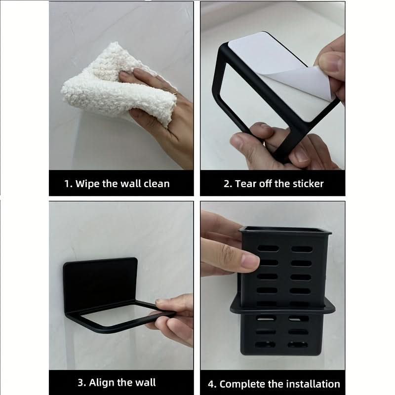 Wall-Mounted Toothbrush & Essentials Storage Rack
