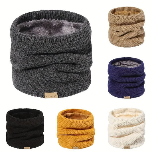 Letter Label Knitted Neck Gaiter – Warm, Breathable Scarf for Outdoor Sports