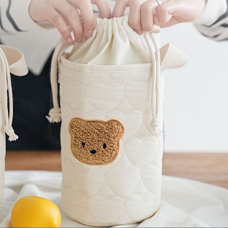 Bear Print Diaper Storage Bag – Portable Drawstring Pouch
