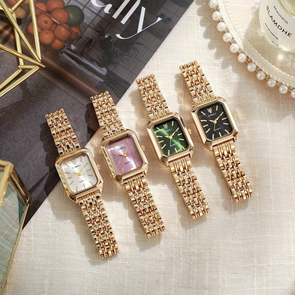 Women's Luxury Golden Rectangle Quartz Watch – Elegant Analog for Daily Wear