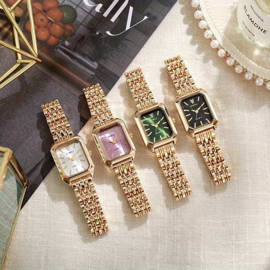 Women's Luxury Golden Rectangle Quartz Watch – Elegant Analog for Daily Wear