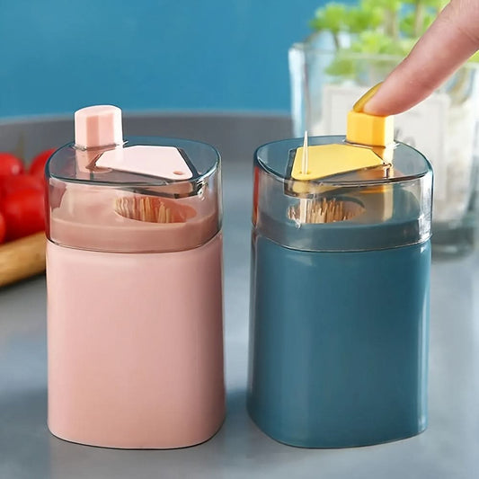 Large Capacity Press-Down Toothpick Dispenser – Portable Holder