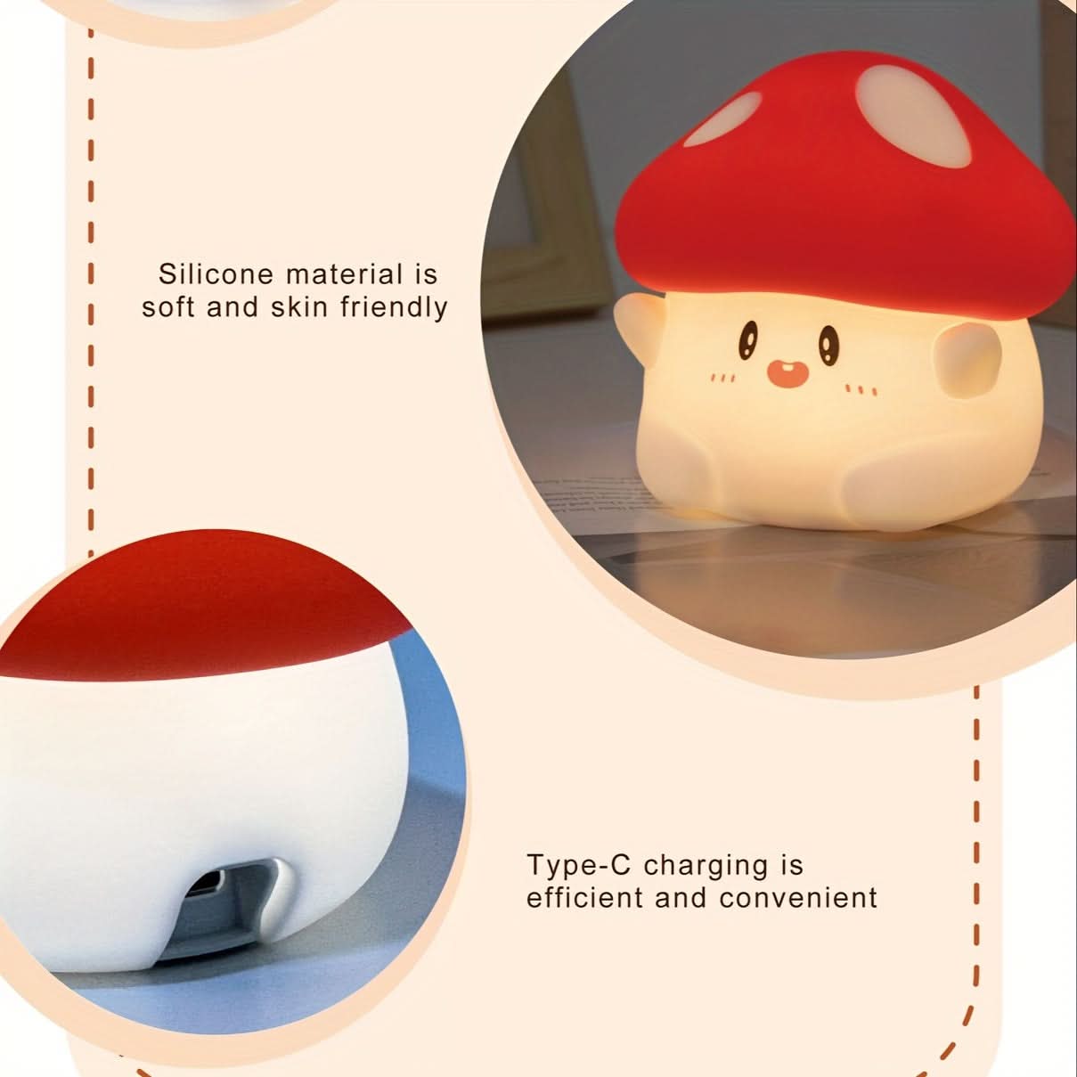 Rechargeable Mushroom LED Night Light