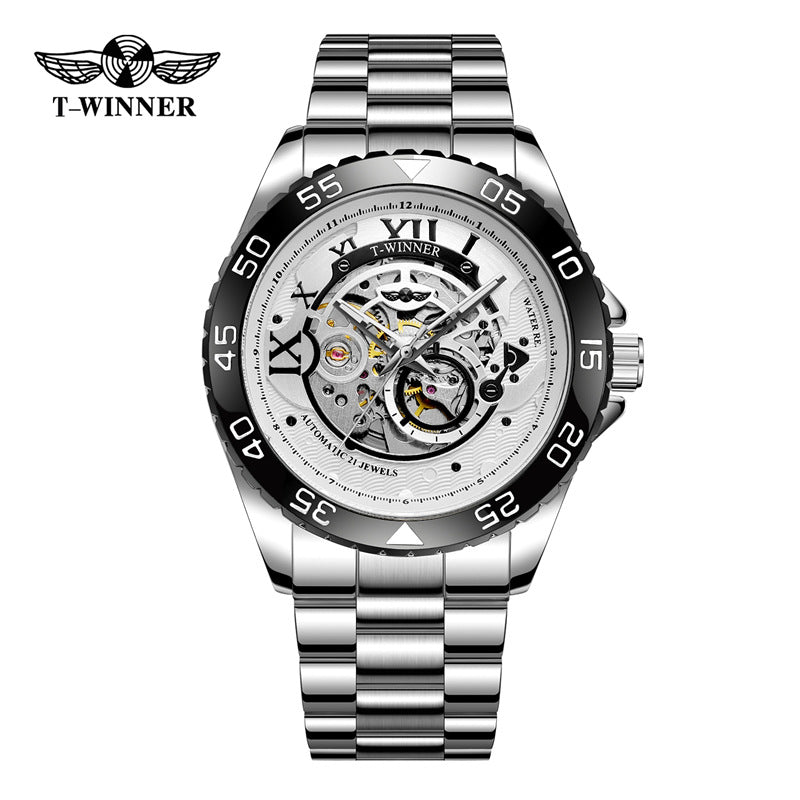T-winner Automatic Mechanical Watch – 100M Waterproof Business Steel Timepiece for Men