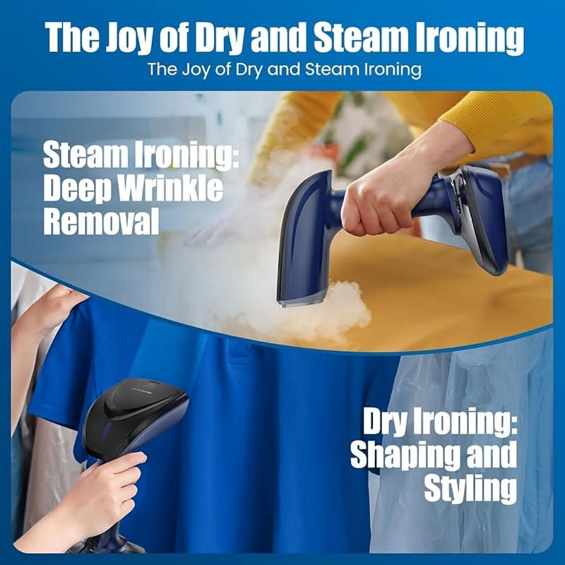 1200W 2-In-1 Steamer & Iron – Handheld Wrinkle Remover for Home & Travel