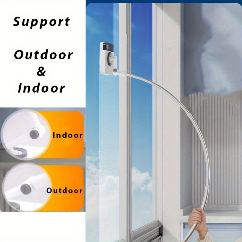 Double-Sided Telescopic Window Cleaner Kit - L-Shape Squeegee for Indoor & Outdoor
