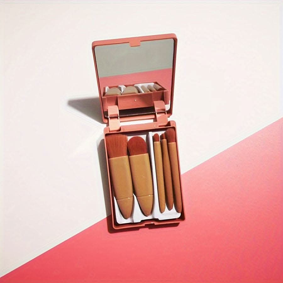 5-pack mini travel portable box with mirror and makeup brushes