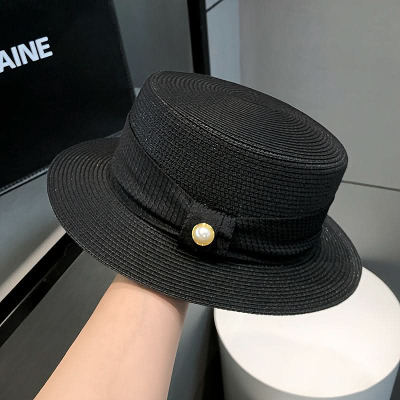 Women’s Straw Sun Hat – Flat Top UV Protection Hat