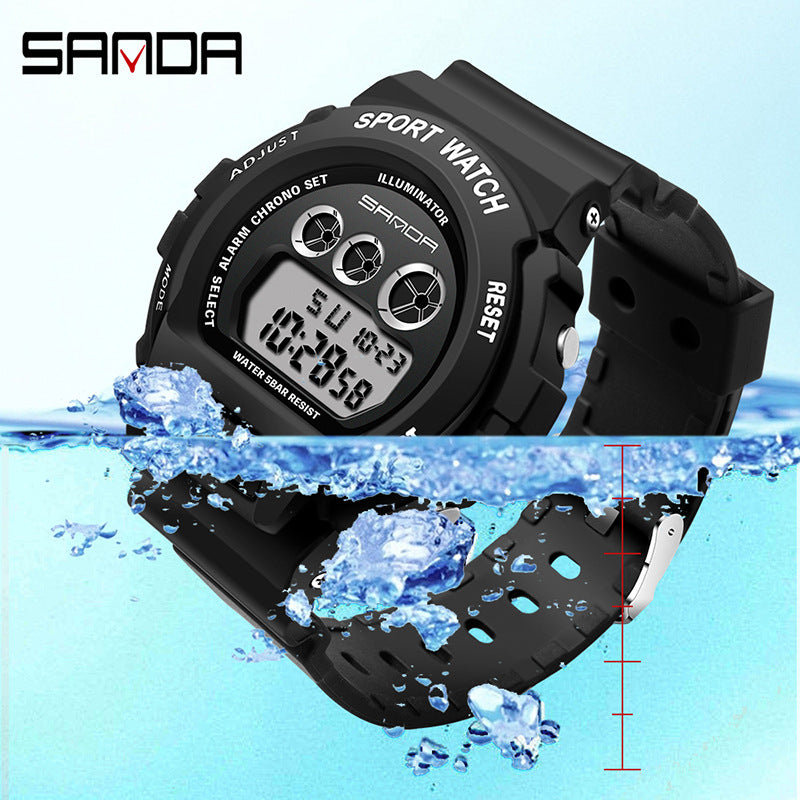 SANDA Digital Sports Watch – Waterproof LED Student Watch for Men