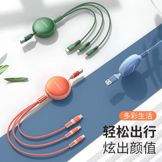 3-in-1 Retractable Charging Cable – USB to Lightning, Micro-USB