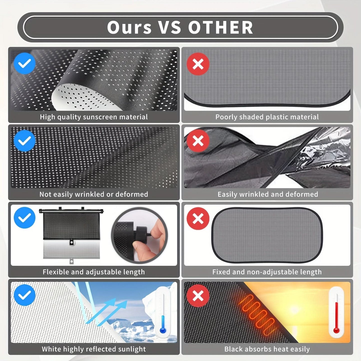 Car Sun Shades – Retractable PVC Roller Visors, UV & Heat Protection