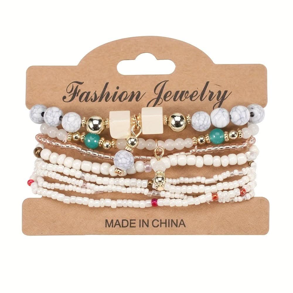 Colorful Resin Boho Beaded Stackable Bracelet Set