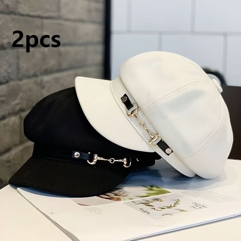 2-Pack Elegant Black & White Berets – Classic French Style for Women