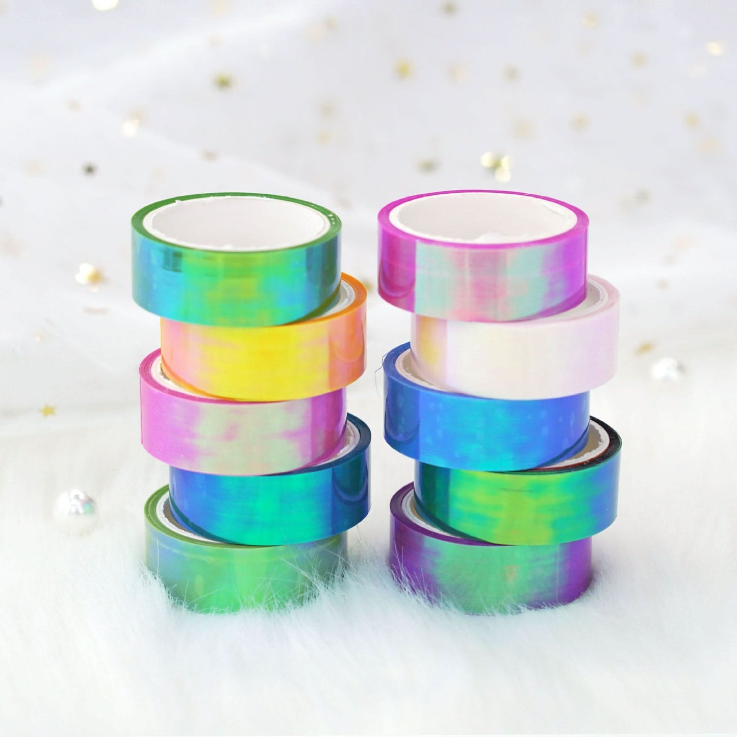 10 Rolls Rainbow Laser Tape for DIY Crafts