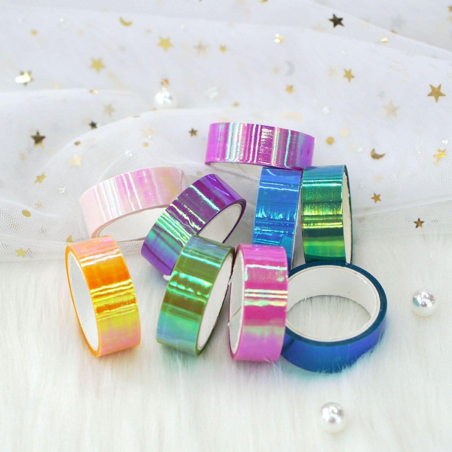 10 Rolls Rainbow Laser Tape for DIY Crafts