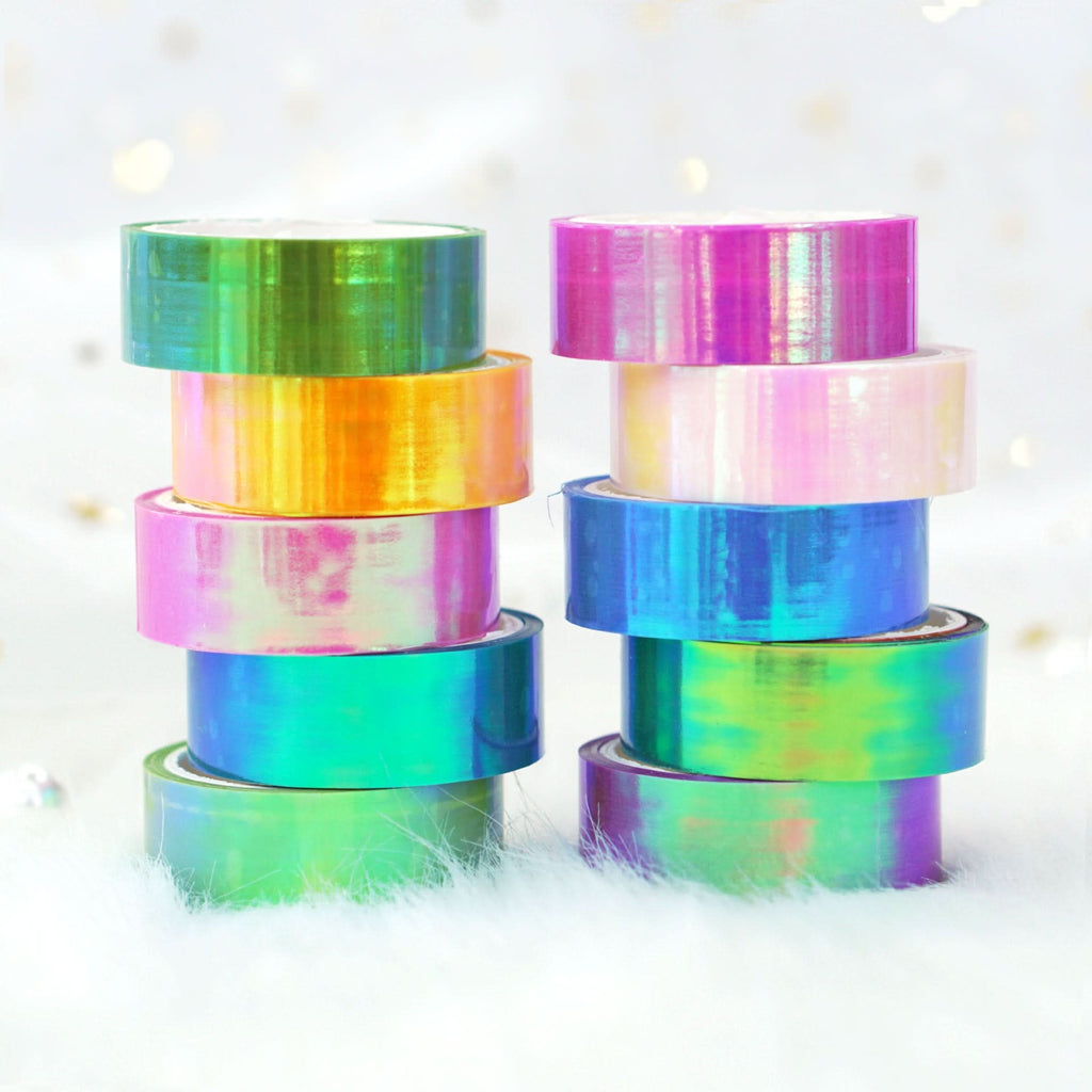 10 Rolls Rainbow Laser Tape for DIY Crafts
