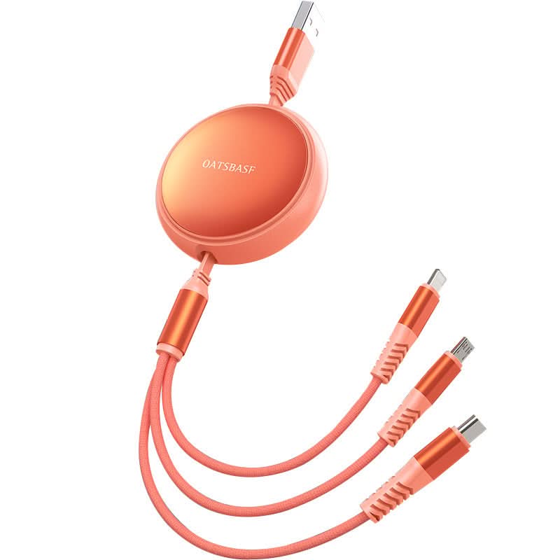 3-in-1 Retractable Charging Cable – USB to Lightning, Micro-USB