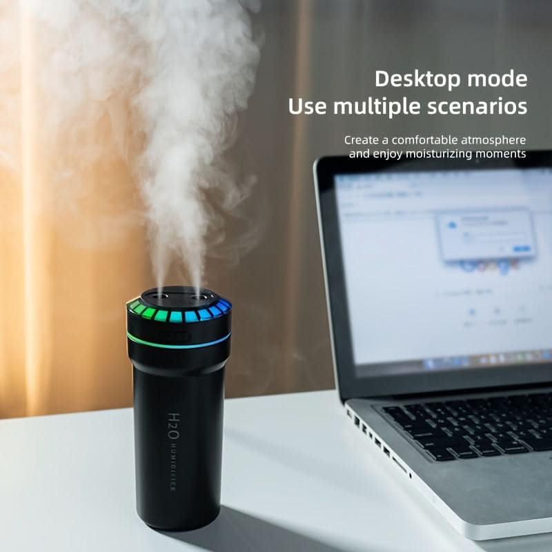 USB Music Rhythm Humidifier with LED Lights – Portable for Car & Bedroom