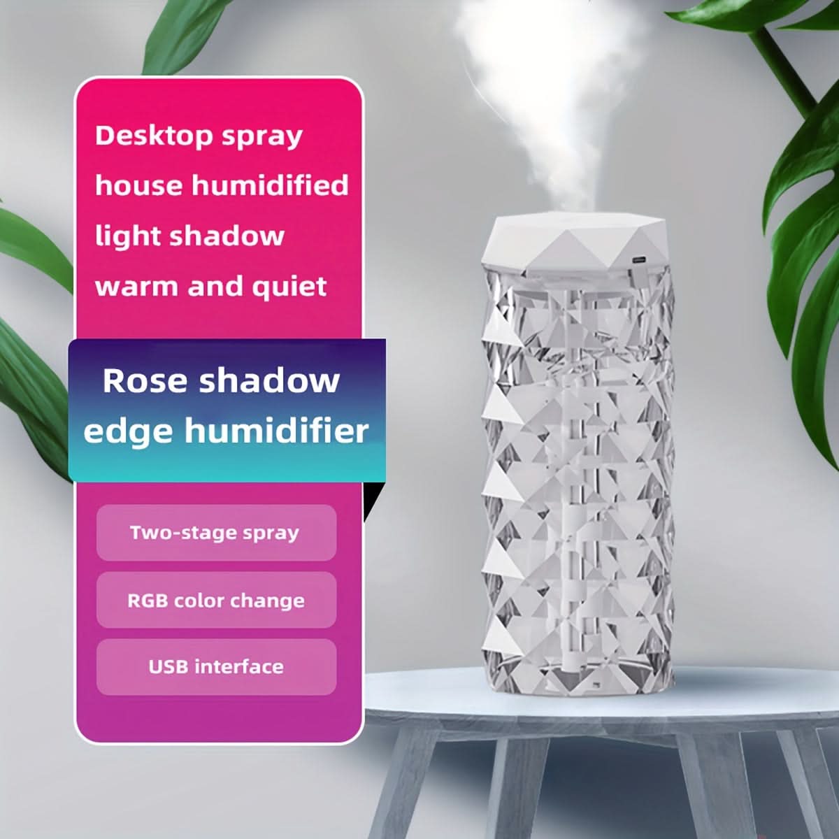 Crystal Clear USB Humidifier & Night Light