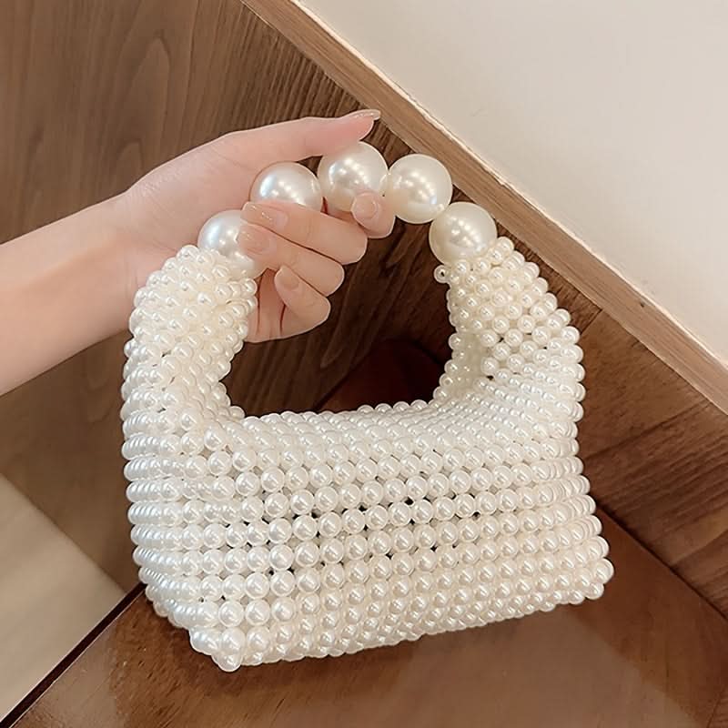 Ivory Pearl Beaded Lightweight Wristlet Clutch