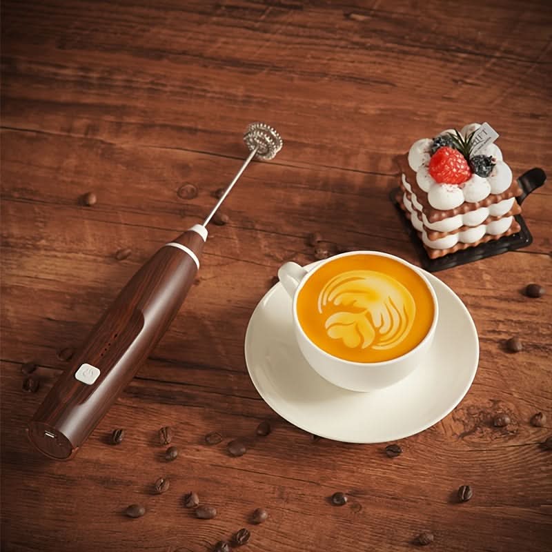 USB Rechargeable Handheld Milk Frother – 3-Speed Adjustable Blender