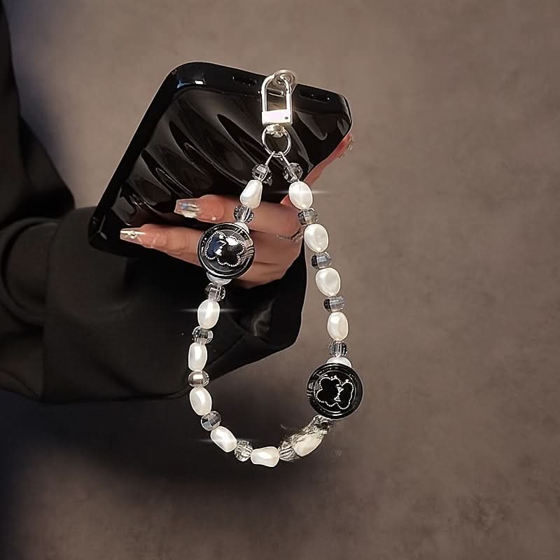 Bear Pearl Bead Phone Chain Bracelet Keychain