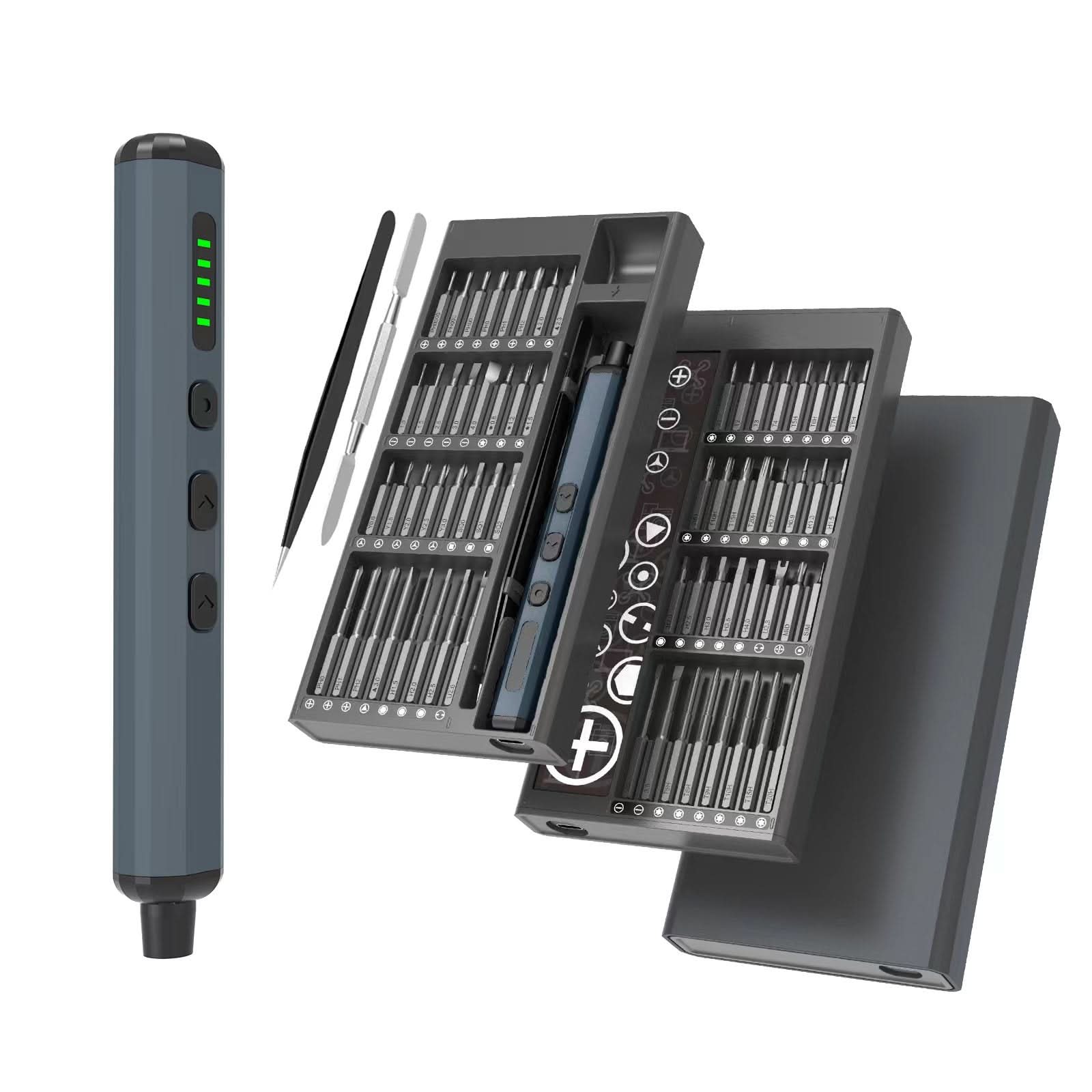 Electric Precision Screwdriver Set with 64 Magnetic Bits
