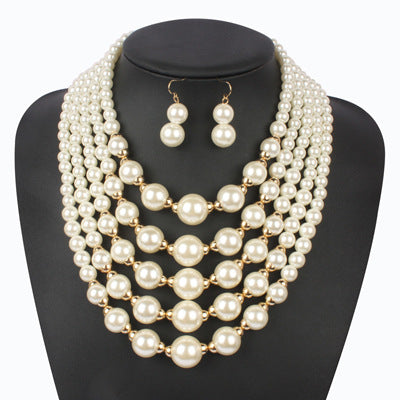 Multi-Layer Pearl Choker Necklace – Retro Beaded Statement Jewelry for Women