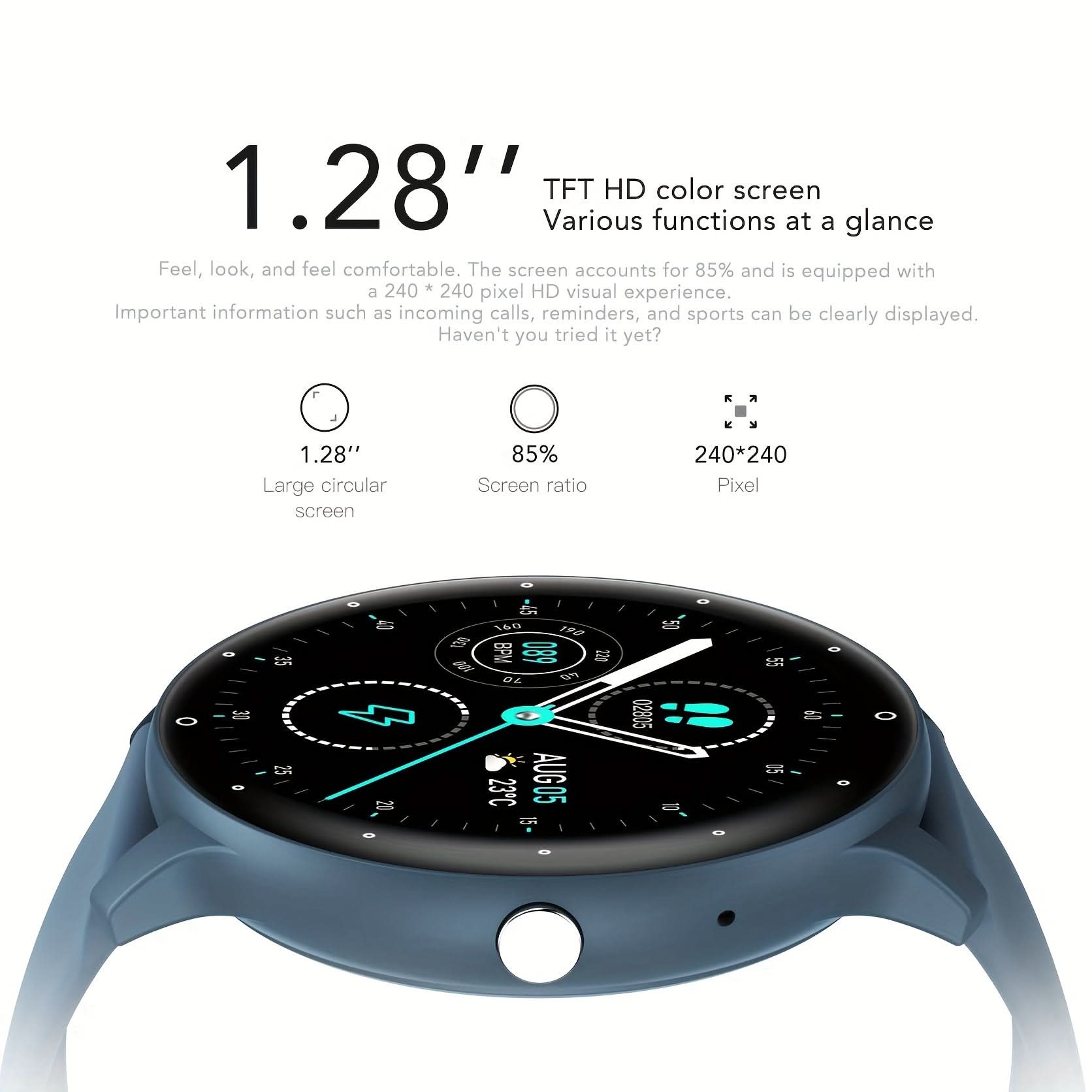 1.52"HD Round Screen Sport Smart Watch for Men and Women