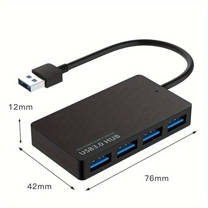 4-Port USB 3.0 Splitter Hub - High-Speed Charging Adapter
