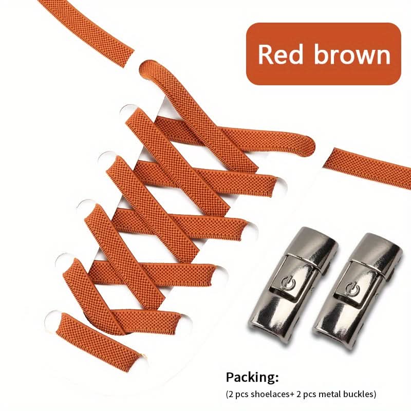 No-Tie Shoelaces with Adjustable Buckles – Easy-On Fit For Sneakers & Sports Shoes
