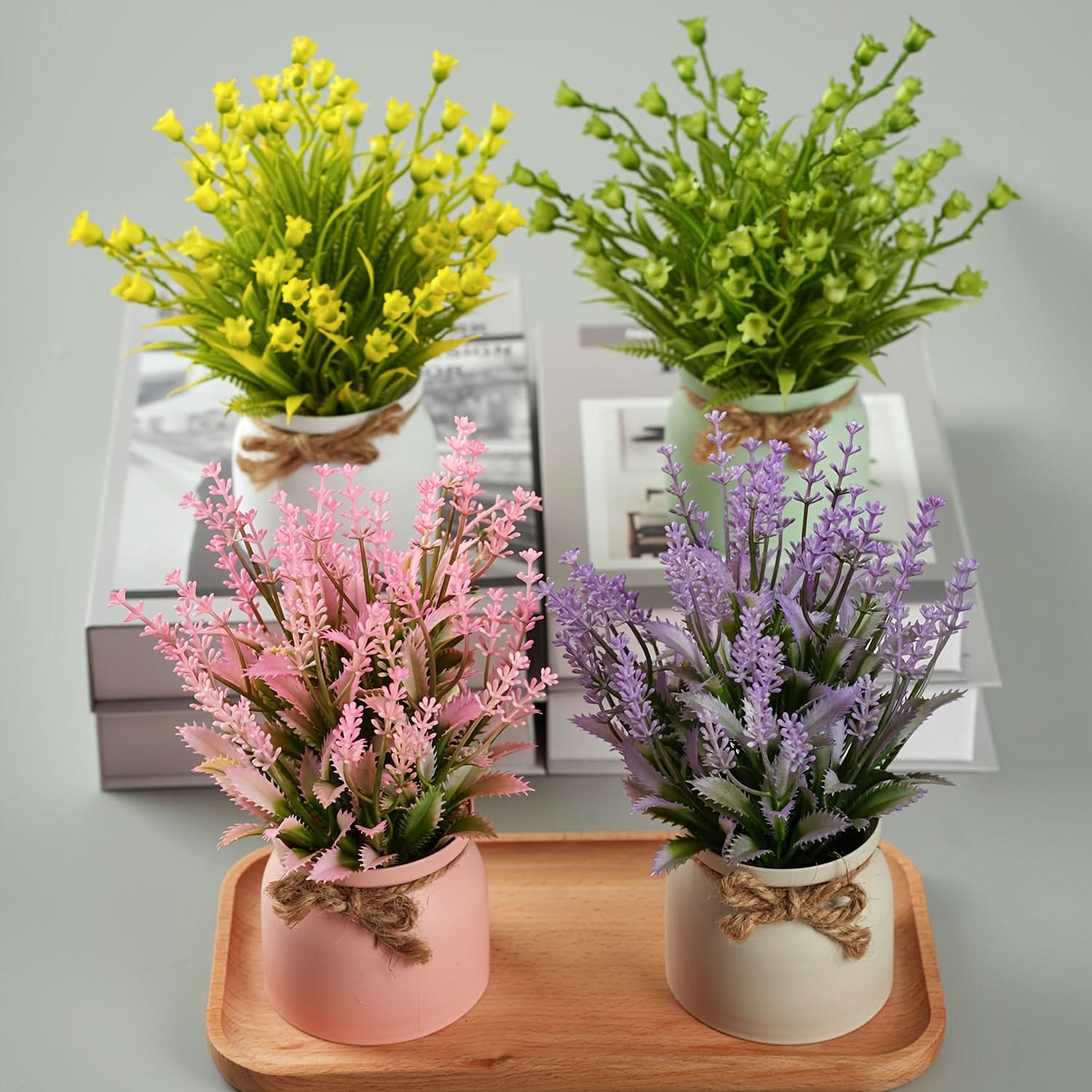 4pcs Mini Artificial Potted Plants for Home & Office Decor