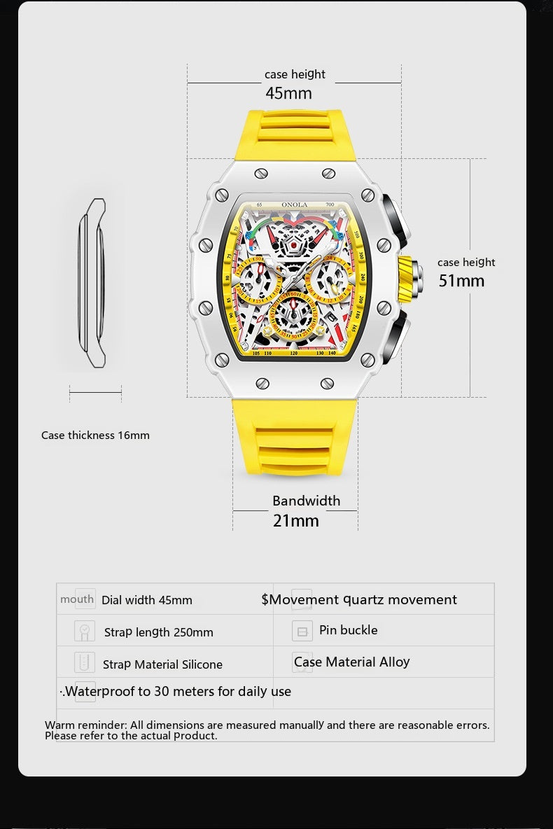 Onola 6827 Multifunctional Fashion Waterproof trendy Quartz watch For Men