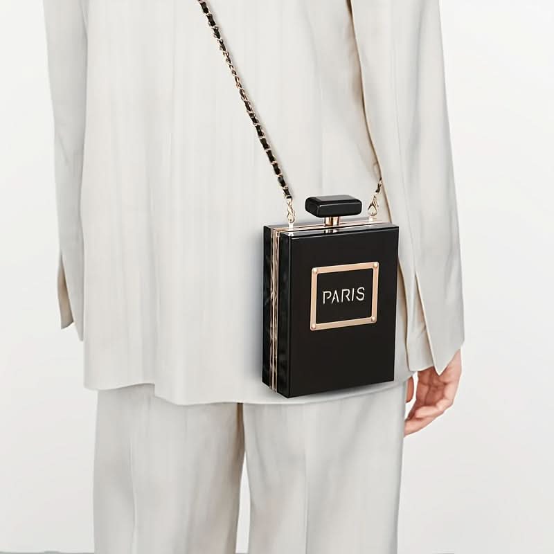 Chic Black Acrylic Evening Clutch with Chain