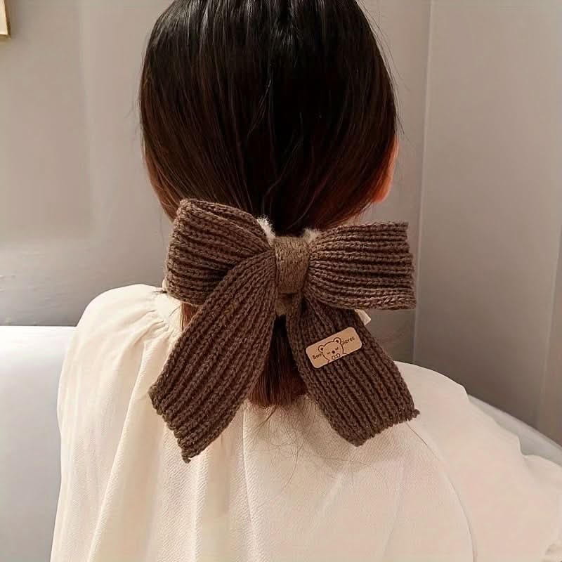 6PCS Knitted Fluffy Bow Hair Ties Set