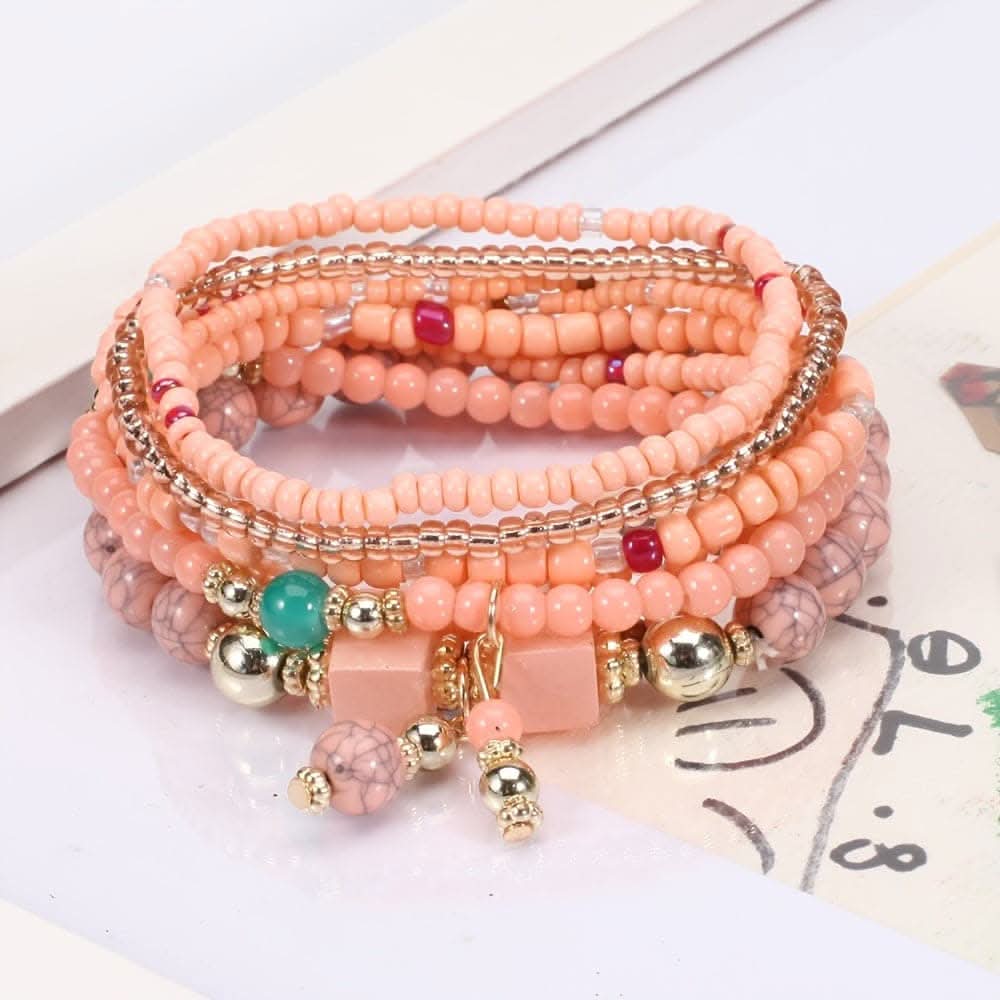 Colorful Resin Boho Beaded Stackable Bracelet Set