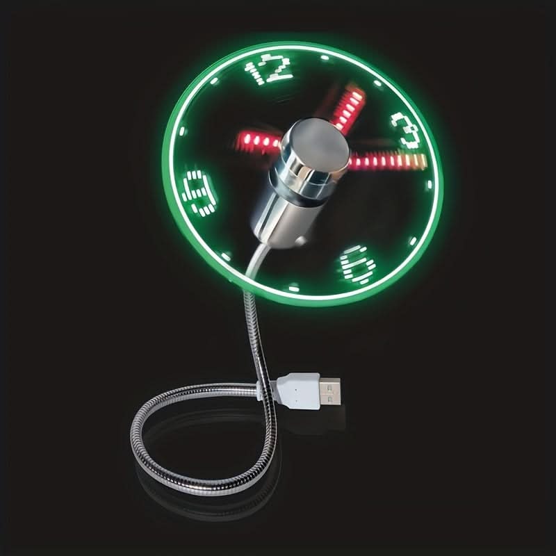 Compact USB Clock Fan with LED Display