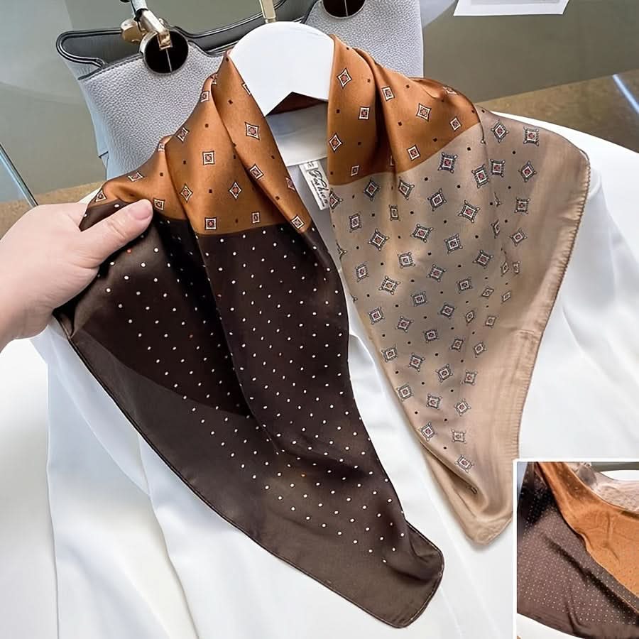 Vintage Polka Dot Square Scarf for Women