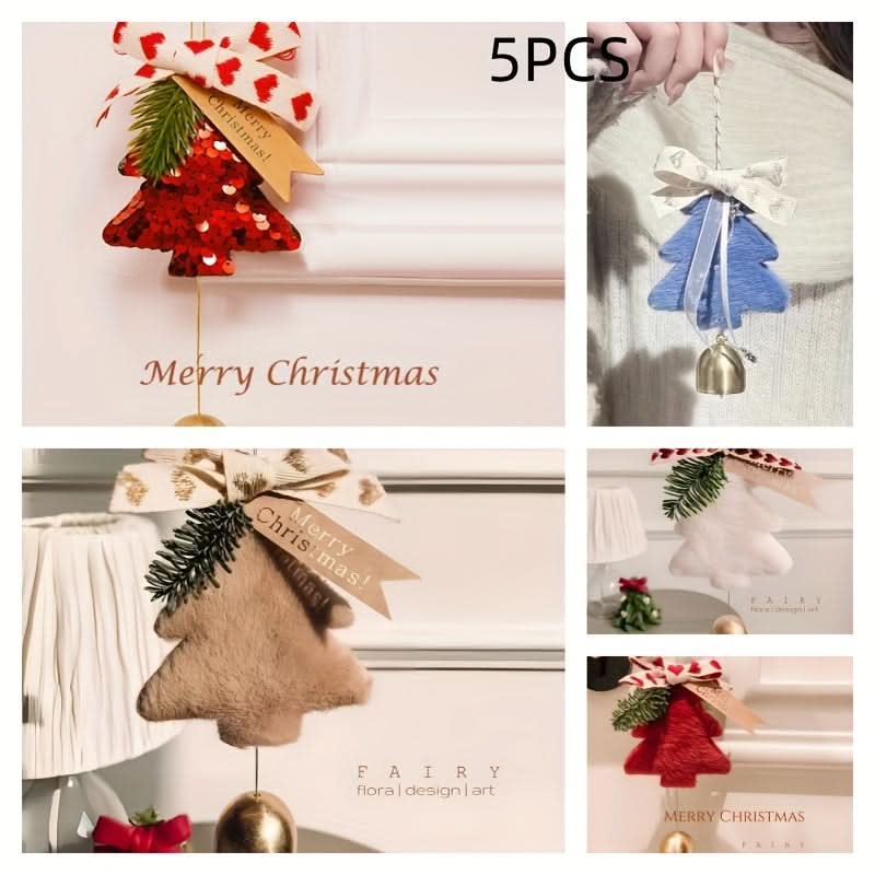 Pack of 5 Pcs. Plush Christmas Bell Ornament Set
