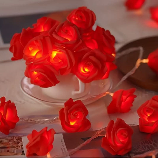 LED Rose String Lights – Battery-Powered Floral Decor
