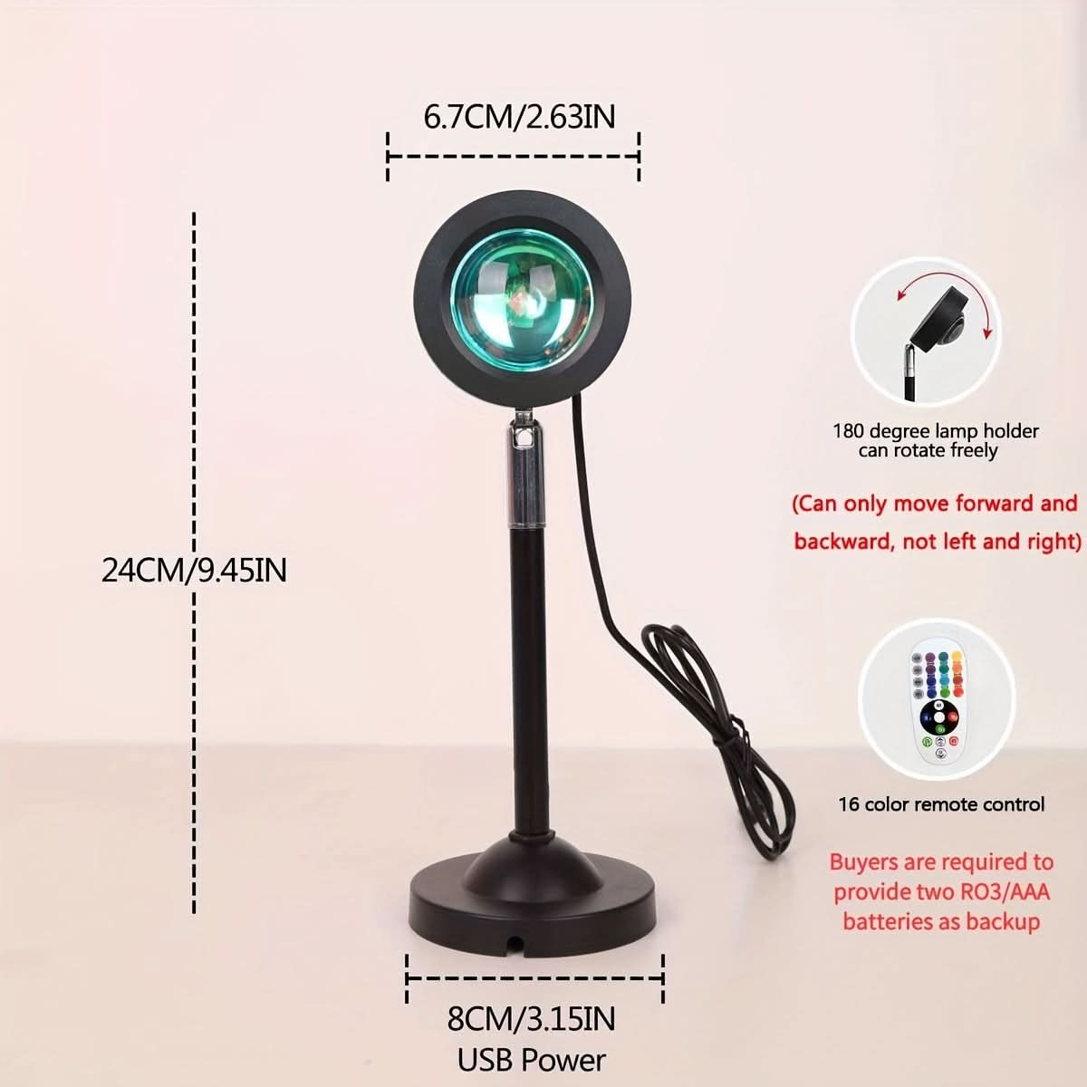 Sunset Projection LED Lamp with Remote Control