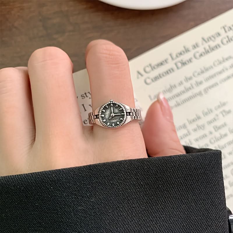 Vintage Watch Design Adjustable Statement Ring
